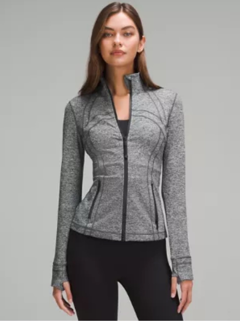 lululemon athletica Gray Heathered Zip-Up Utility Jacket